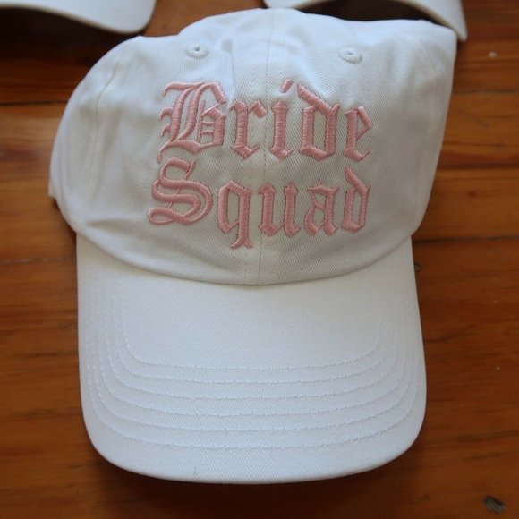 SET OF 7 white hat cap BRIDE SQUAD bachelorette bridesmaid gift bridal wedding main image 7